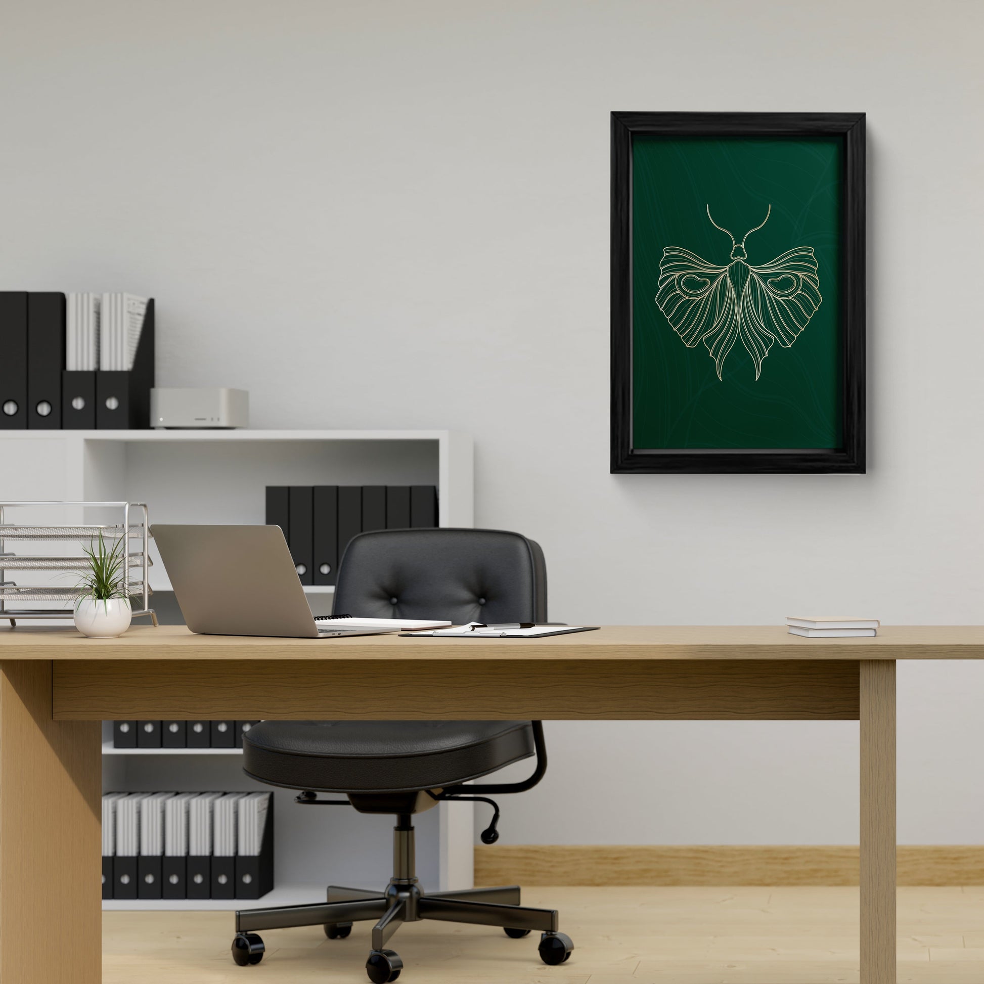 Elegant Butterfly Line Art - Framed Canvas Print