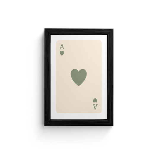 Green Ace of Hearts Wall Art