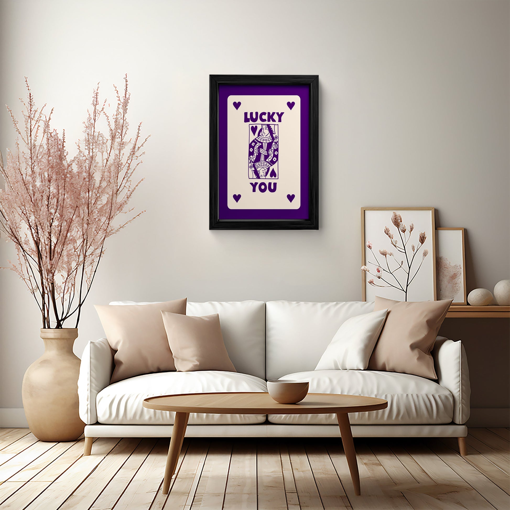 Lucky You Purple Ace Card - Framed Art