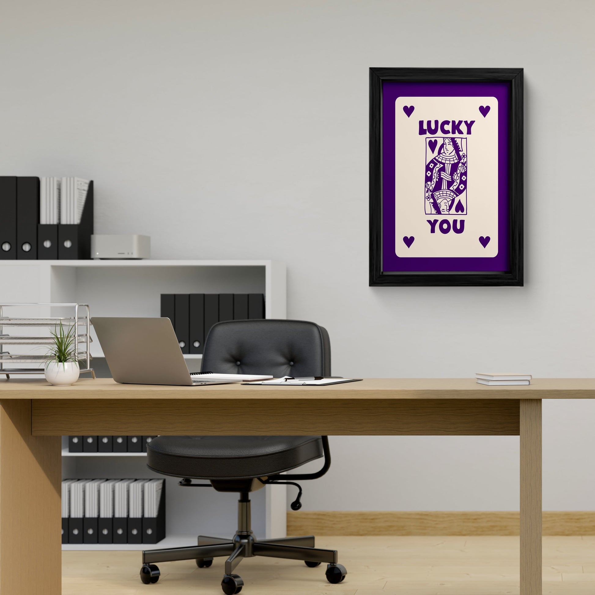 Lucky You Purple Ace Card - Framed Art