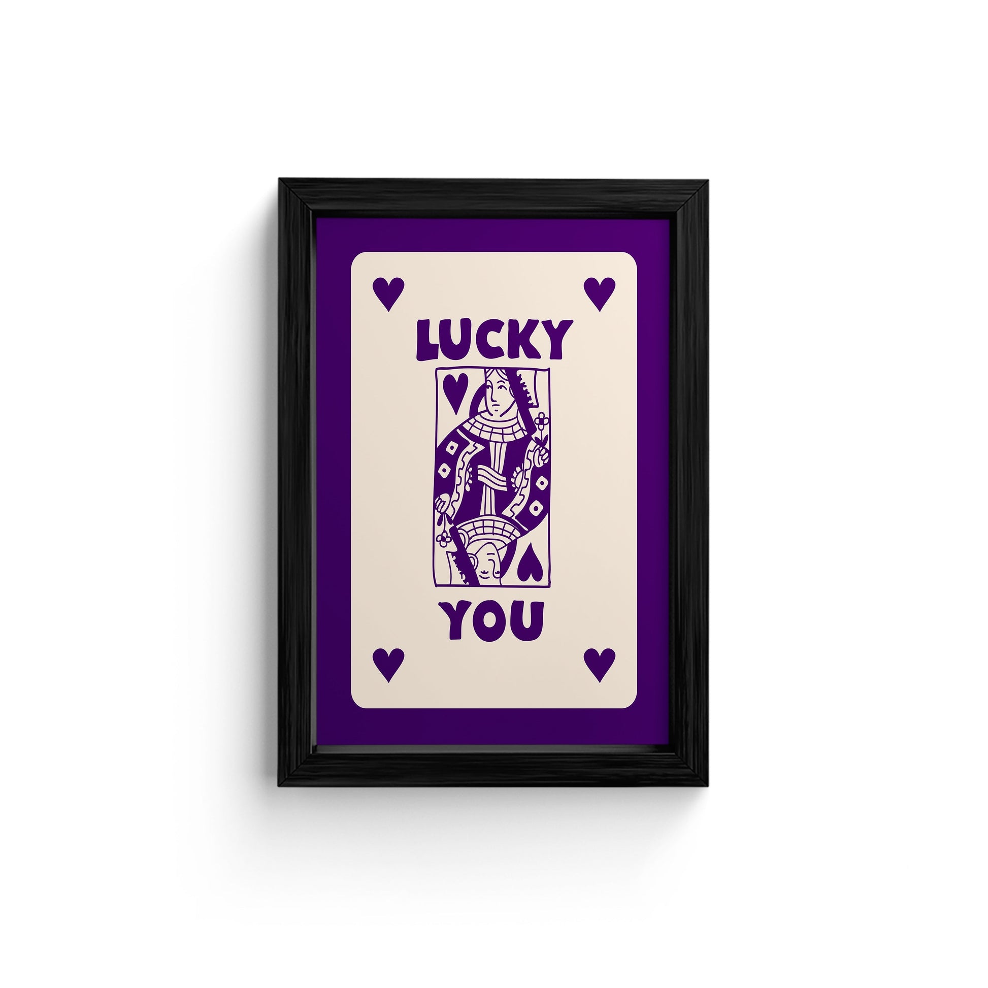 Lucky You Purple Ace Card - Framed Art