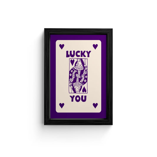 Lucky You Purple Ace Card - Framed Art